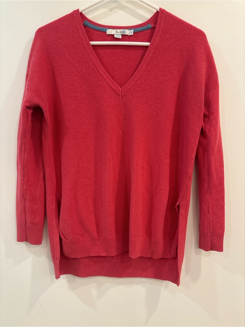 Boden V-Neck Cotton Sweater - Pink